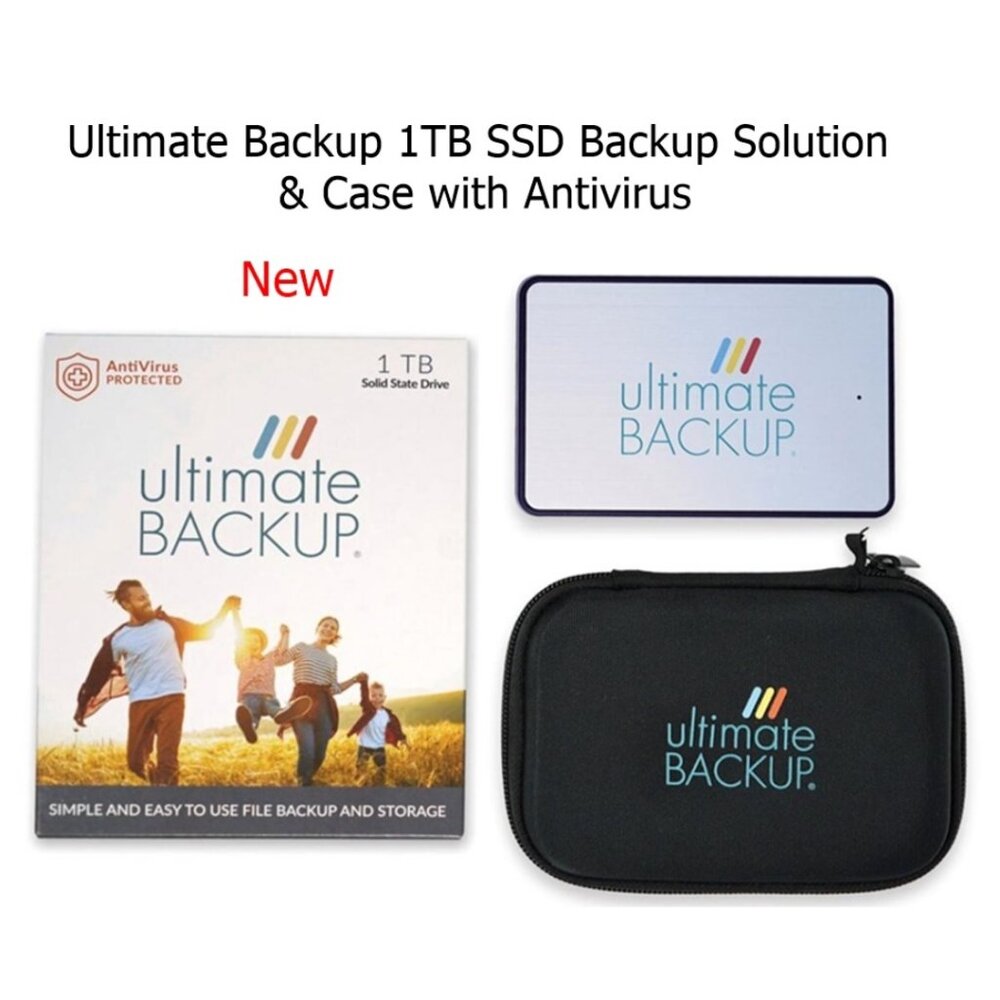 New Ultimate Backup 1TB SSD Backup Solution & Case with Antivirus